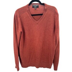 Banana Republic‎ Mens V Neck Merino Wool Sweater Rust Orange Italian Large Tall